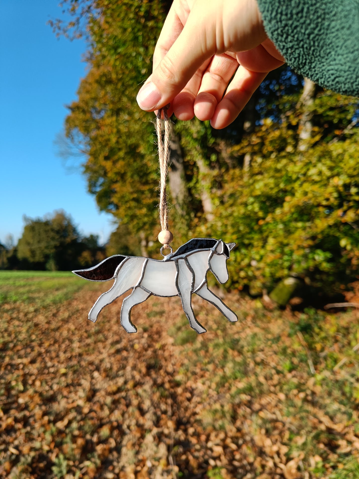 Vitrail CHEVAL crème