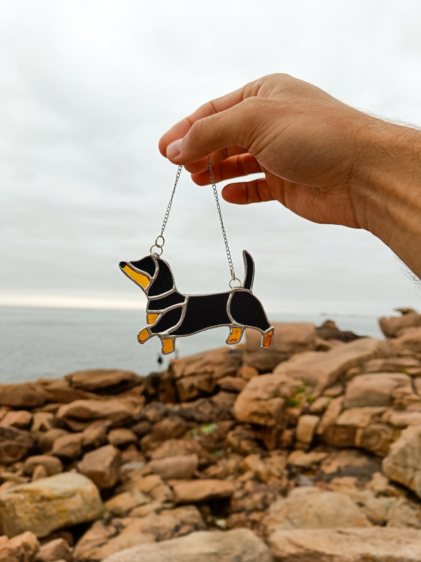 Stained glass DACHSHUND