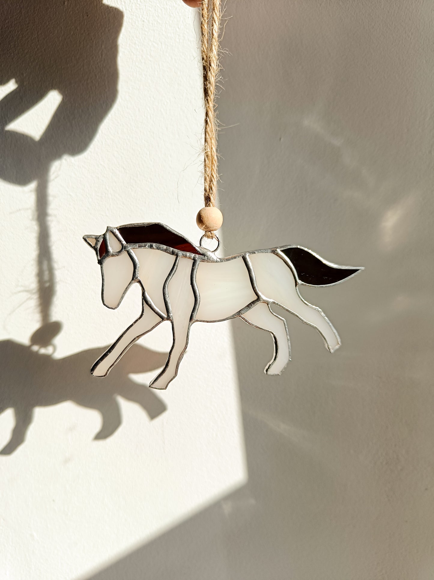 Vitrail CHEVAL crème